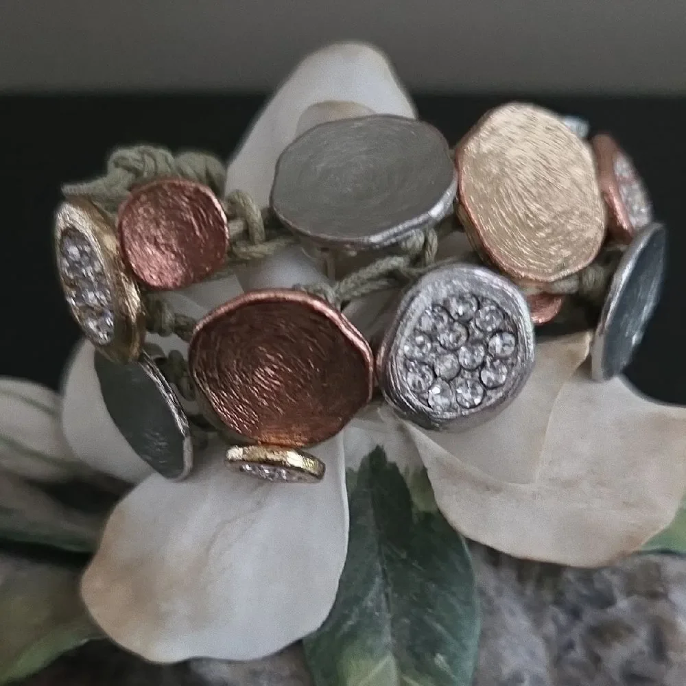 Estate Vintage Mixed Metal Bracelet with Crystal Accents